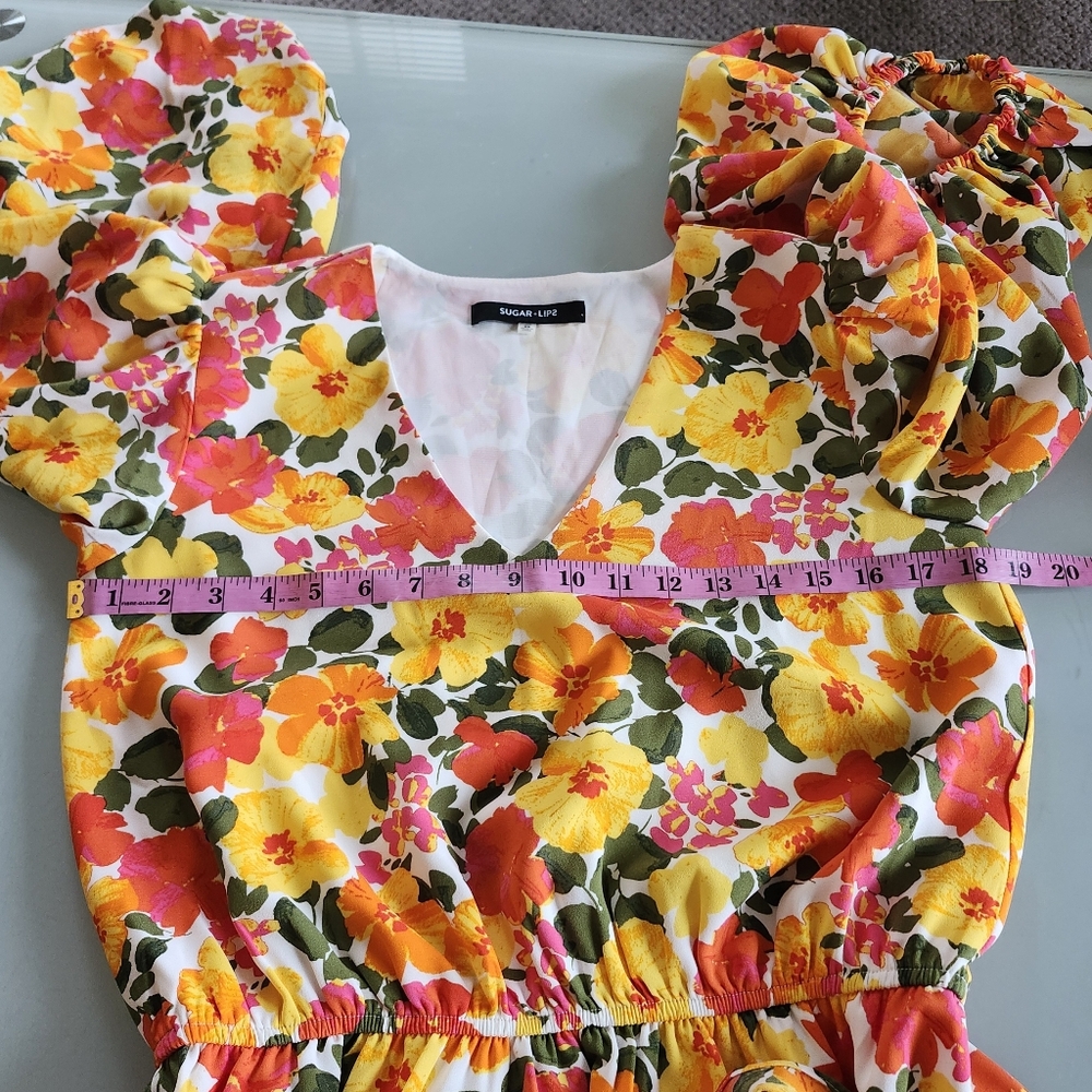 Sugar Lips Boho Hippie Y2K Electric Colors Floral Top Size XS New No Tags - Picture 7 of 12